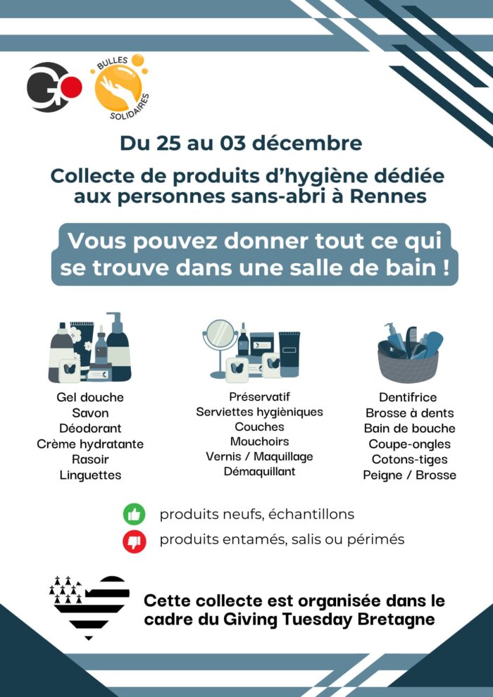 GwenneG collecte des produits d’hygiène pour Bulles Solidaires